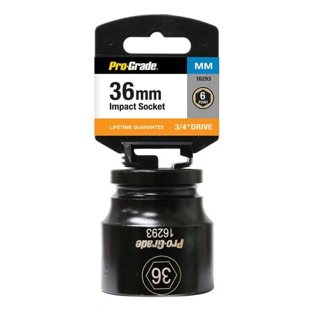 Pro-Grade Tools 3/4" Dr. 6 Pt. 36Mm Impact Socket 16293